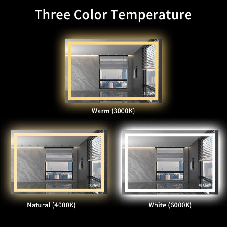LOAAO 40X32 LED Bathroom Mirror with Lights, Anti-Fog, Dimmable, Backlit + Front Lit, Lighted Bathroom Vanity Mirror for Wall, Memory Function, Waterproof, Tempered Glass - Image 6