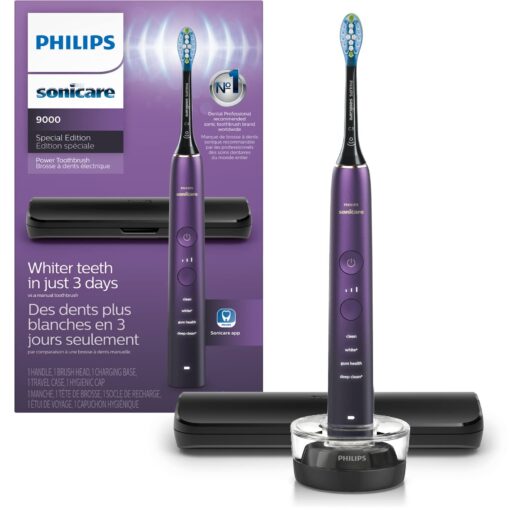 PHILIPS Sonicare 9000 Special Edition Rechargeable Toothbrush, Black/Purple, HX9911/91