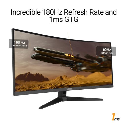 ASUS TUF Gaming 34” Ultra-Wide Curved Monitor (VG34VQ3B) – 21:9 QHD (3440x1440), 180Hz, 1ms, Extreme Low Motion Blur Sync, FreeSync Premium, Speaker, 90% DCI-P3, DisplayWidget Center, 3 yr Warranty - Image 6