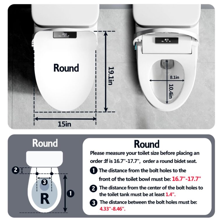 XCQQ Bidet Toilet Seat Round, Bidet with Warm Water and Air Dryer, Heated Toilet Seat, Multiple Spray Modes for Family Members, Self Cleaning Nozzle, Night Light, Remote Control - Image 3