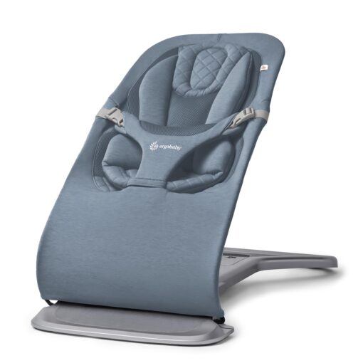 Ergobaby Evolve 3-in-1 Bouncer, Adjustable Multi Position Baby Bouncer Seat, Fits Newborn to Toddler, Oxford Blue