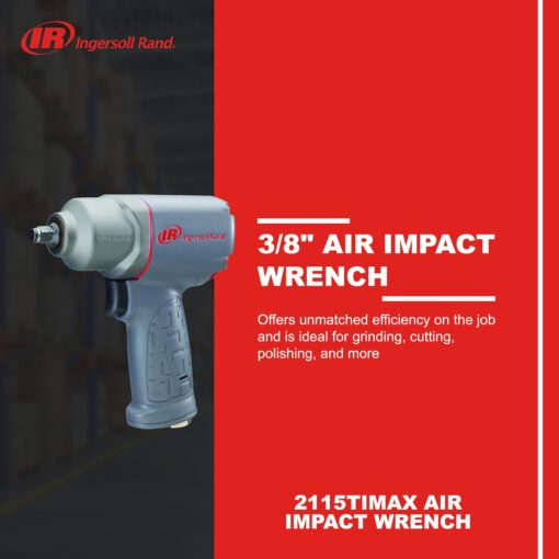 Ingersoll Rand 2115TiMAX 3/8" Air Impact Wrench, 300 ft-lbs Torque, Titanium Hammer Case, Friction Ring Retainer, Pistol - Image 9