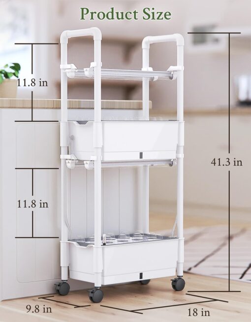 Hydroponics Growing System,AOONEG 28 Pods Indoor Herb Garden with LED Grow Light,Hydroponics Growing System Kit with Automatic Timer,Pump System,Adjustable Height（No Seed） (White, 28 Pods) - Image 3