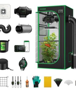 VIVOSUN GIY Smart Grow Tent System 2x2, WiFi-Integrated Grow Tent Kit, with Automate Ventilation and Circulation, Schedule Full Spectrum 100W LED Grow Light, and GrowHub E42A Controller