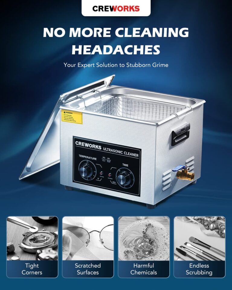 CREWORKS 15L Ultrasonic Cleaner with Knob, Total 760W Professional Industrial Auto Cleaning Machine for Carburetor Repairing Tools Parts Instrument, 40kHz Digital Sonic Cavitation Cleaner with Heater - Image 9