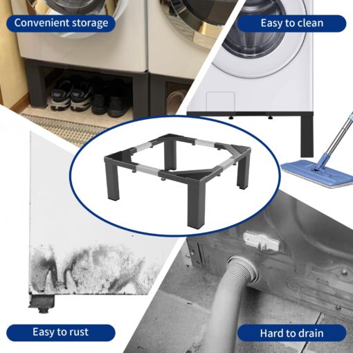 ANBase Heavy-Duty All Steel Laundry Pedestal 16" Height, Full size Universal Washing Machine Stand, Dryer Stand, Suitable for all Washer and Dryer Stand (Black) - Image 4