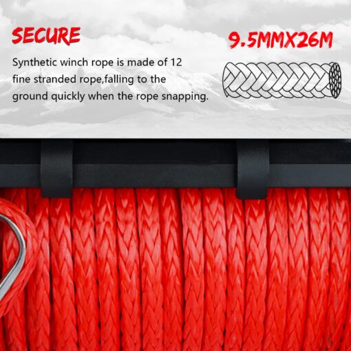 XPV AUTO Winch 10000 lb. Electric Winch Truck Winch Waterproof IP67 Electric Winch Synthetic Rope Kit with 2 Wireless Handheld Remotes and Wired Handle for 4WD 4x4 Off Road Vehicle Boat Truck - Image 7