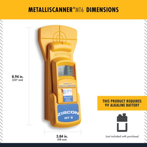Zircon MetalliScanner MT6 Professional Metal Detector,Yellow,12.17 x 8.23 x 3.58 inches - Image 3