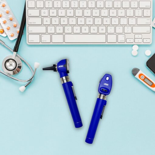 ADC Otoscope/Ophthalmoscope Diagnostic Set, Pocket Size, LED Lamp, 2.5V, Hard Case, Diagnostix 5110NLRB, Royal Blue - Image 2