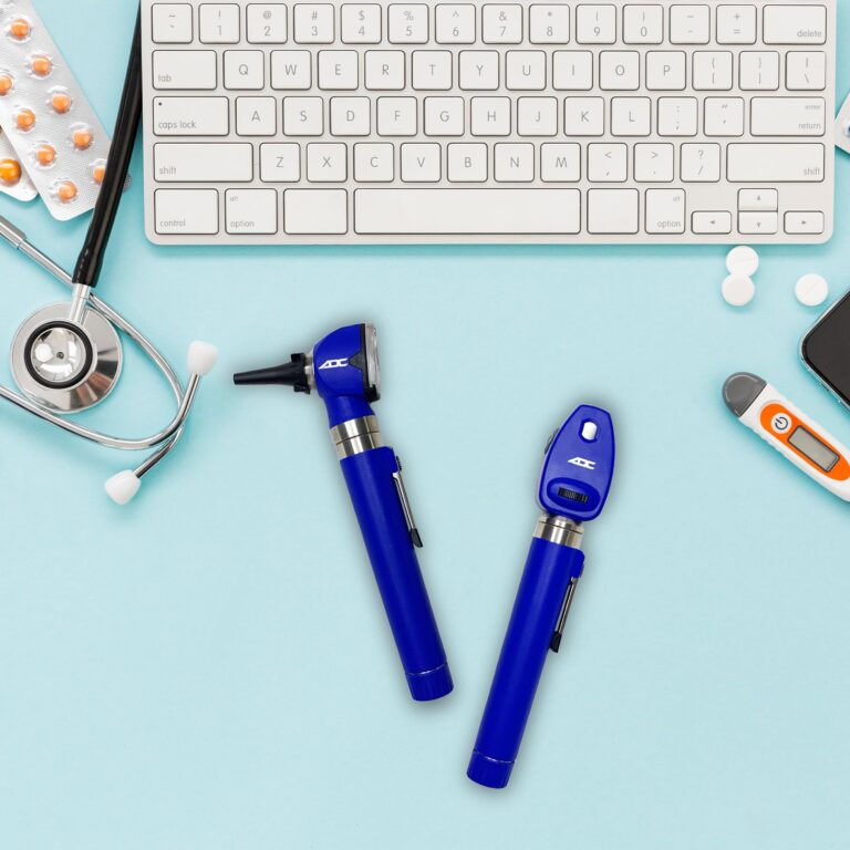 ADC Otoscope/Ophthalmoscope Diagnostic Set, Pocket Size, LED Lamp, 2.5V, Hard Case, Diagnostix 5110NLRB, Royal Blue - Image 2
