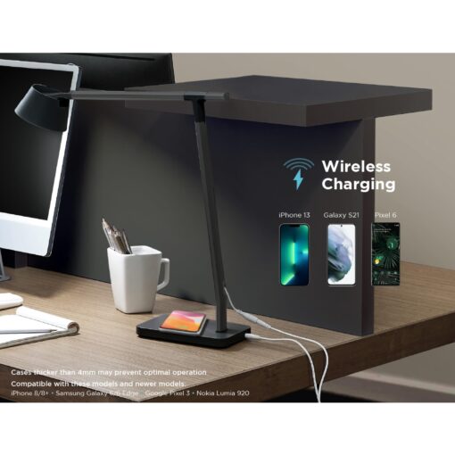 BLACK+DECKER Bostitch Verve Designer Smart Desk Lamp, Compatible with Alexa, Auto-Circadian Mode, True White LED + Color Ambiance, Qi Wireless Charger, Black, Certified for Humans - Image 3