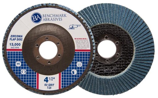 Benchmark Abrasives 4.5" x 7/8" Premium Zirconia T29 Curved Flap Discs 4 1/2 for Angle Grinder, Sanding Discs, Finishing, Rust, Stock Removal- Grinding Wheels 4 1/2 Inch (100 Pack) - 60 Grit - Image 5