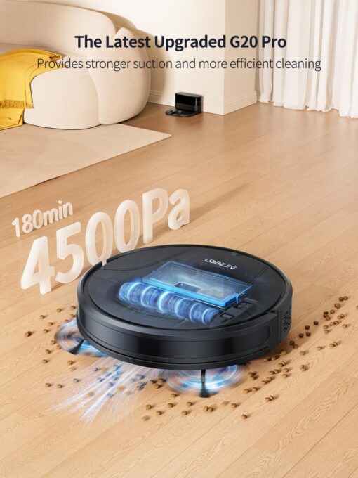 Airzeen Robot Vacuum Cleaner with 4500Pa Strong Suction, 3 in 1 Robot Vacuum and Mop, Carpet Auto-Boost, Self-Charging, 2.9”Slim Design, Remote/App/Alexa Control, Ideal for Pet Hair/Carpet/Hard Floor - Image 6