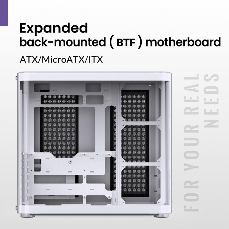 JONSBO TK-2 White ATX Mid-Tower Pc Case,Hyperboloid Glass Design, Separated Cabinet Structure, Al Alloy Shell Desktop Computer Case, Support BTF Motherboard/ATX Power supply/360 AIO,White - Image 5