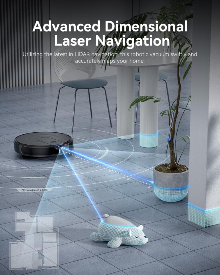 Kokaidia Robot Vacuum and Mop Combo, LiDAR Navigation, Ultra Slim Design, 9000Pa Suction Robotic Vacuum Cleaner – 200 Min Runtime, Auto Recharge, Customizable Cleaning for Pet Hair, Hard Floors - Image 8