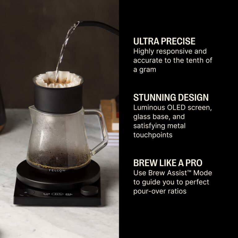 Fellow Tally Pro Studio Digital Coffee Scale - Precision Scale with Glass Top - Digital Kitchen Scale for Coffee & Small Goods up to 5 lbs - Measures in g, oz, lbs, & mm - Matte Black - Image 8