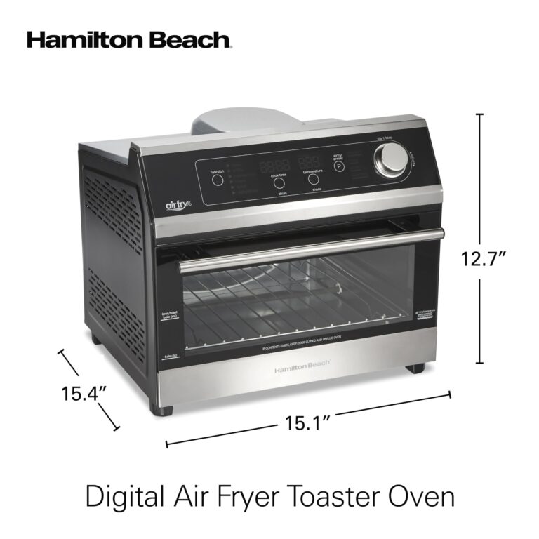 Hamilton Beach Digital Air Fryer Toaster Oven Combo, 10 Ways to Cook, 4 Preset Functions, Stay On & 1800 Watts, LED Capacitive-Touch Controls, 2 Rack Positions, Fits 12” Pizza, Black & Stainless Steel - Image 2