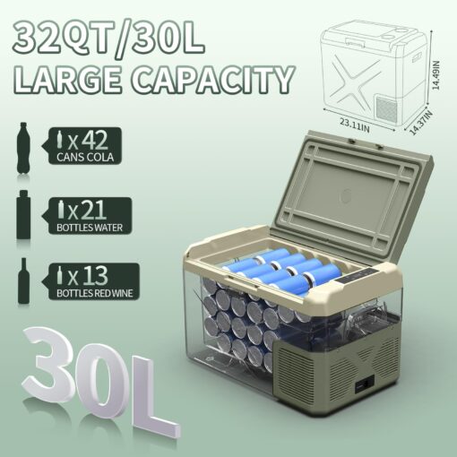 BODEGACOOLER 12 Volt Car Refrigerator, Electric Cooler Portable Freezer WIFI APP Control, 32Quart(30L) RV Car Fridge-4℉-68℉, 12/24V DC100-240 Volt AC for Outdoor Camping Travel Vehicles Home Use - Image 9