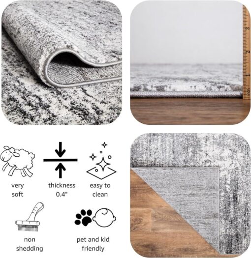 Keen Home Design Area Rugs - 9x12 Non-Shedding, Abstract Rugs for Kitchen, Living Room, Bedroom, Dining Room, Entryway - Size: 9'2" x 11'11", Abstract Cream/Grey - Image 2