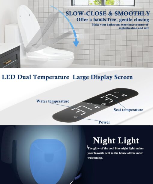 Cioreznt Electronic Bidet Toilet Seat Elongated with Heated Seat, Warm Air Dryer, Endless Warm Water, Oscillating and Pulsating Spray Wash, Stainless Steel Self-Clean Nozzle, Silent ECO Child Mode - Image 5