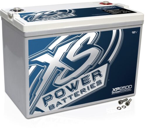 XS Power XP2500 2500 Amp AGM Secondary Battery with M6 Terminal Hardware - 12 Volt 100Ah 2500W Deep Cycle AGM Powercell for Car Audio Stereo Systems - 66 lbs, Maintenance Free, Sealed Design