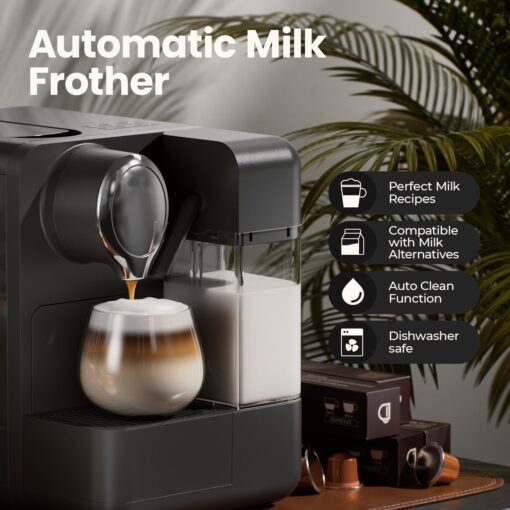 JZ.CAFE Espresso Machine with Integrated Automatic Milk Frother - Single-Serve Coffee Maker Capsule Compatible, One Touch Latte & Cappuccino, Single or Double Shot Espresso Maker - Image 5