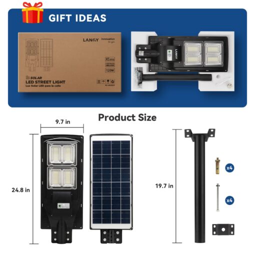 LANGY Solar Street Lights 2PACK (2PACK 12000LM) - Image 2
