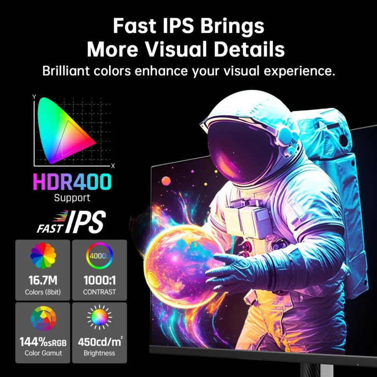 KTC 27 Inch White Gaming Monitor 300Hz/320Hz, QHD 1440P Fast IPS Computer Monitor with Adaptive FreeSync, HDR400, Height/Pivot/Swivel/Tilt Adjustable, DP&HDMI, H27E6 - Image 7