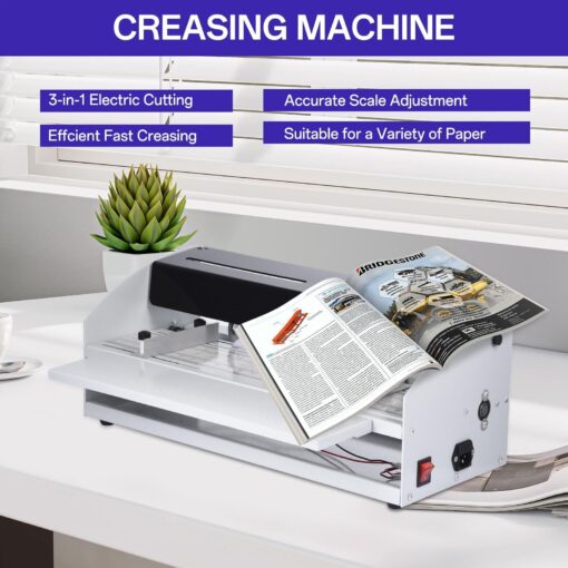 3 -in-1 Electric Creasing Machine, 18Inch 460mm Adjustable Paper Folding Machine - Adjustable Paper Perforating Tool, Paper Cutting Device, Scrapbooking Supplies for Invitations Crafts(Black) - Image 7