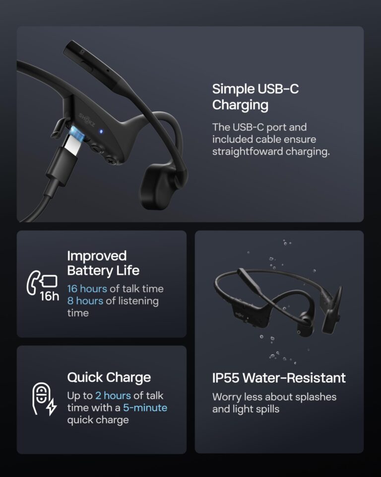 OpenComm2 UC 2025 Upgrade - Open-Ear Wireless Computer Headset with Boom Mic, Bone Conduction Bluetooth Stereo Headphones, USB-C Dongle Compatible with PC and Mac, Zoom Certified - C120 UC - Image 5
