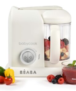 BEABA Babycook Solo 4 in 1 Baby Food Maker, Puree Steamer and Blender for Purees, Grinder with Auto Steam Cooking, Lrg Capacity 4.5 Cups 27 Servings in 20 Mins, White