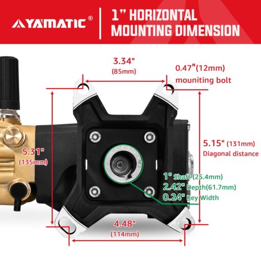YAMATIC Horizontal Triplex Plunger Pressure Washer Pump 1" Shaft 4300 PSI 4.2 GPM, Replacement for Simpson AAA 90034, 90039,90038, Honda GX340, GX390, GX270 for Industrial Gas Powered Washers - Image 5