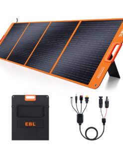 EBL 200W Portable Solar Panel for Power Station, Waterproof IP65 Foldable Solar Panel with MC-4 Anderson Output Connector for RV, Camping, Blackout