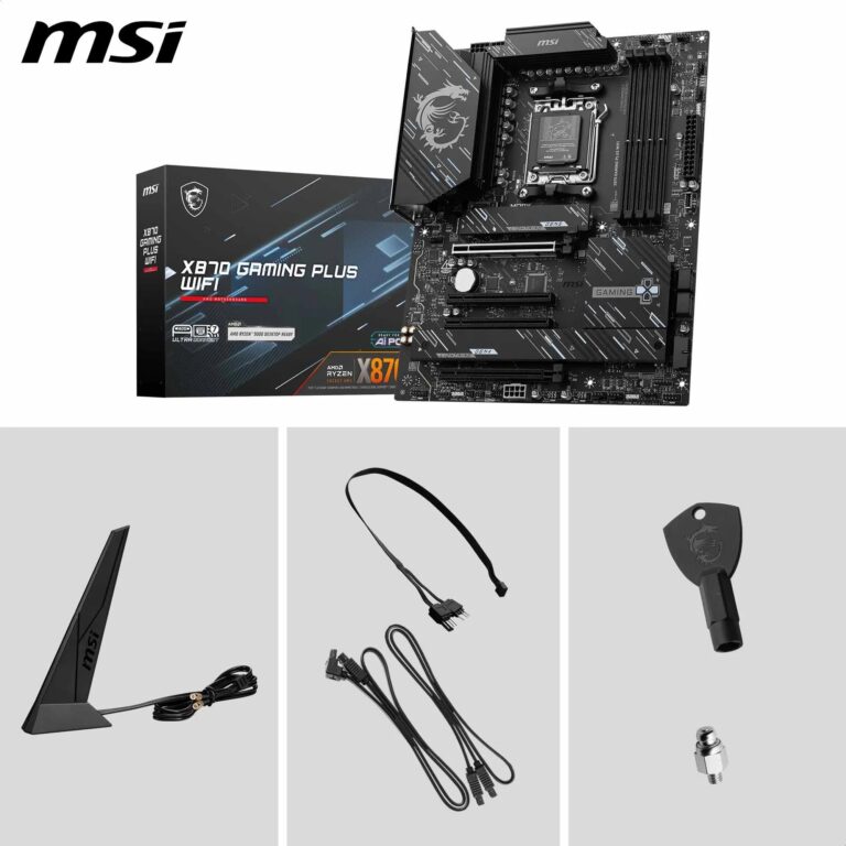 MSI X870 Gaming Plus WiFi Motherboard, ATX - Supports AMD Ryzen 9000/8000 / 7000 Processors, AM5-60A SPS VRM, DDR5 Memory Boost 8200+ MT/s (OC), PCIe 5.0 x16 & 4.0 x16, M.2 Gen5, Wi-Fi 7, 5G LAN - Image 2
