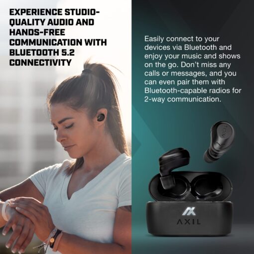 AXIL XCOR PRO Wireless Earbuds Bluetooth — HearPRO Buds with Touch Control — Bluetooth Enhancement — Hearing Protection — Dust & Water Resistant — Wind Resistant True Wireless Earbuds. - Image 3