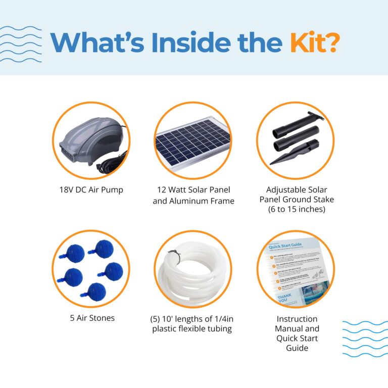Solariver - 12-Watt Solar Aerator Kit with 5 Air Stones, Sun-Powered, Easy-to-Install & Maintenance-Free Outdoor Aerator for Fish Ponds, Water Trough, Koi Pond, Aquaculture, Hydroponics & More - Image 7