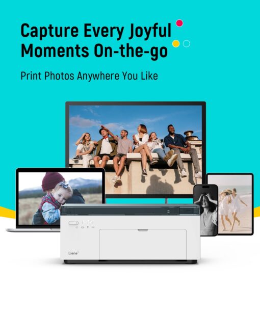 Liene White M200 4x6'' Photo Printer Battery Edition, Wireless Photo Printer for iPhone Android, Dye Sublimation Printing Full-Color Photo 20-Sheet, Portable Picture Printer Ideal for Travel Home Use - Image 7