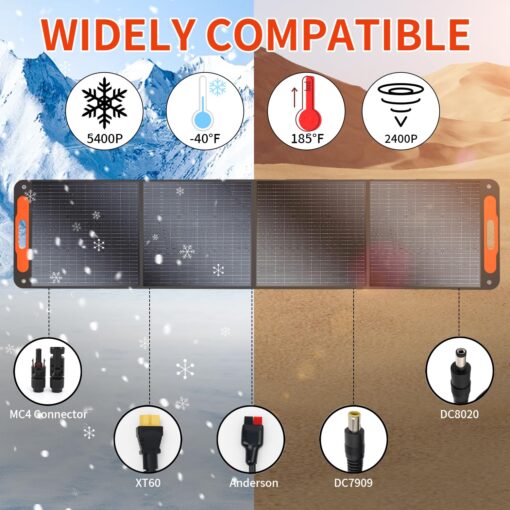 Foldable Solar Panel 200W 19.8V, 23% High Efficiency Portable Solar Charger, Monocrystalline Silicon Solar Cell with DC7909, Anderson, XT60 and DC8020 Plug for Portable Power Station - Image 2