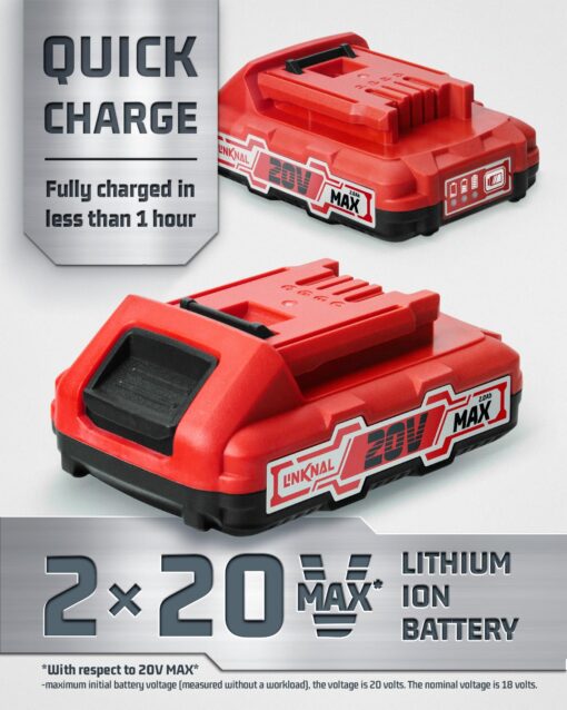 Electric Nail Gun, LINKNAL Cordless Brad Nailer Battery Powered,18 Gauge, 2×20V MAX Li-ion Batteries, Charger and 1000 Nails Included (L820-BN) - Image 7
