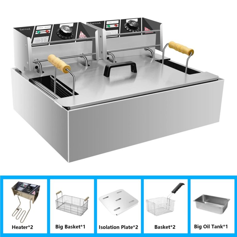 Commercial Deep Fryer with Baskets, 3400W 12.7QT/12L Thickened Stainless Steel Countertop Electric Oil Fryer, Large Capacity with Temperature Control (12L Pro) - Image 2