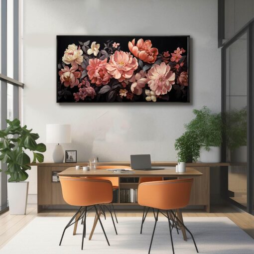 Flower Wall Decor Pink and White Botanical Painting Home Decor Aesthetic Framed Artwork for Living Room Bedroom Office Room Decor 24"x 48" - Image 5