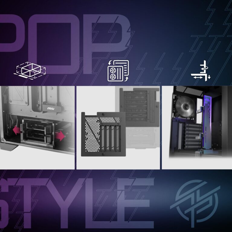 MSI MPG GUNGNIR 300R Airflow - Premium Mid-Tower Gaming PC Case - Tempered Glass Side Panel - ARGB 120mm Fans - Liquid Cooling Support up to 360mm Radiator - Vented Front Panel - Image 6