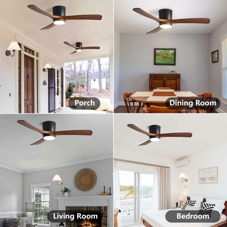IBalody 48in Ceiling Fans with Lights ETL Listed Black Ceiling Fan Living Room Dining Room Ceiling Lights Fan Lighting 6 Gear Wind Speed Ceiling Fan with Light Wooden Fan Blades - Image 3