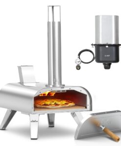 BIG HORN OUTDOORS 12" Multi-Fuel Pizza Oven, Portable Outdoor Pizza Oven, Wood Fired & Propane Gas, Pellet Pizza Maker with Pizza Stone