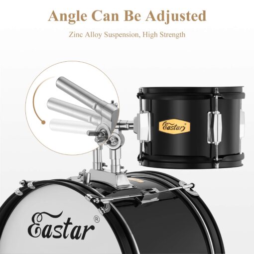 Drum Set Eastar 16 inch 5-Piece, Junior Drum Kit for Beginners Kids Teenagers with Adjustable Throne and Cymbal, Pedal & Drumsticks, Metallic Black (EDS-350BK) - Image 7