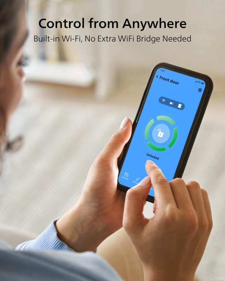 Philips WiFi Smart Lock with Fingerprint Keypad, Turn Your Existing Deadbolt into Smart Door Lock, Built-in WiFi, APP Remote Control, Keyless Entry Door Lock, Auto-Locking, Status Logging, Black - Image 7