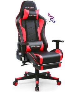 GTRACING Gaming Chair with Footrest Speakers Video Game Chair Bluetooth Music Heavy Duty Ergonomic Computer Office Desk Chair Red