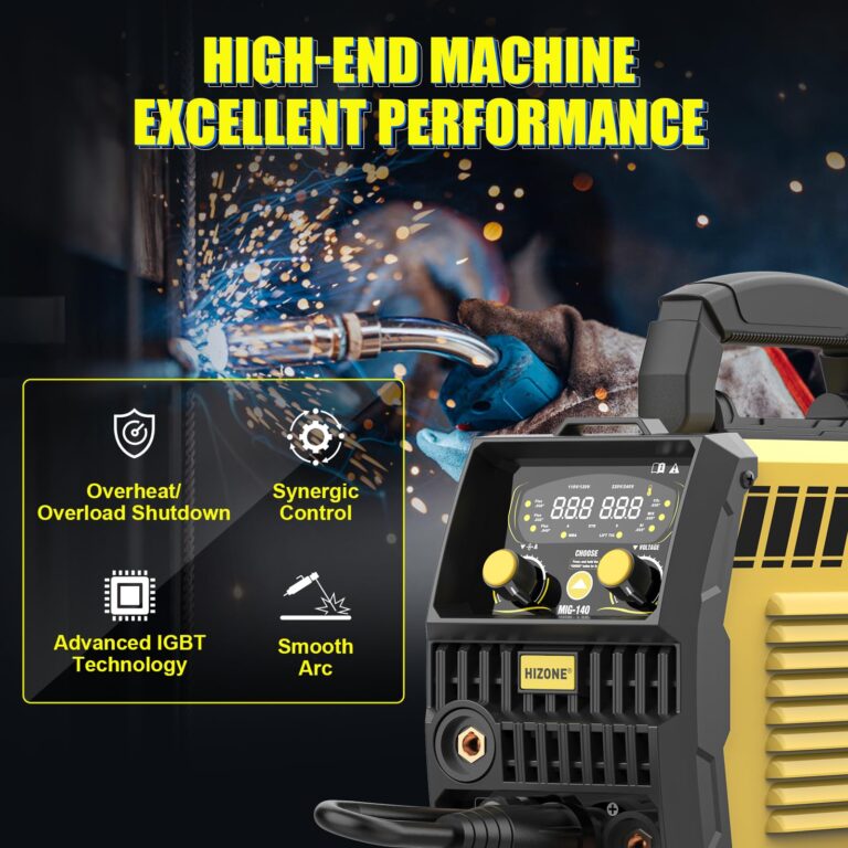 HIZONE 140A MIG Welder, 6 in 1 Gas MIG/Gas MAG/Gasless Flux Core/Stick/Lift TIG/Aluminum Welding Machine Large LED Display 120V/240V Multi Process Welder - Image 2