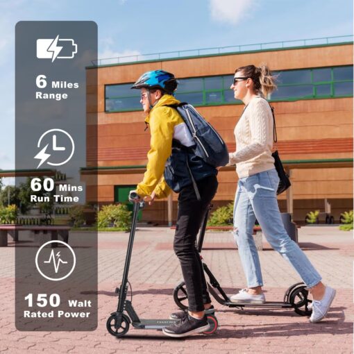 Electric Scooter for Kids Ages 6-12, 150W Motor, 4/7/11 Mph, 60 mins Ride Time, Adjustable Speed, LED Display, Colorful Lights, Electronic Brake, Foldable Kids Electric Scooter (Black) - Image 3
