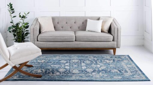 Unique Loom Oslo Collection Area Rug - Osterbro (7' 1" x 10' Rectangle, Navy Blue/ Beige) - Image 8
